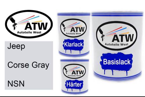 Jeep, Corse Gray, NSN: 1L Lackdose + 1L Klarlack + 500ml Härter - Set, von ATW Autoteile West.